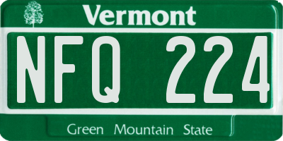 VT license plate NFQ224