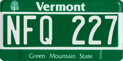 VT license plate NFQ227