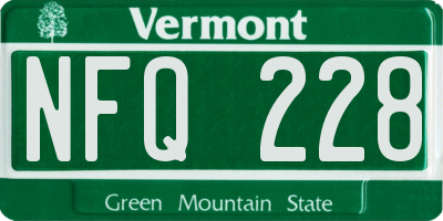VT license plate NFQ228
