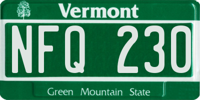 VT license plate NFQ230
