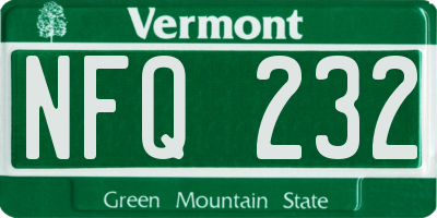 VT license plate NFQ232