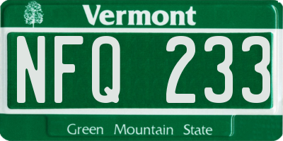 VT license plate NFQ233