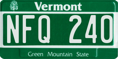 VT license plate NFQ240