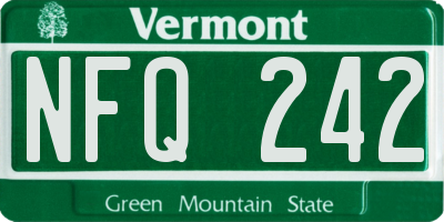VT license plate NFQ242