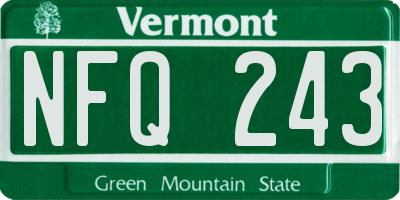 VT license plate NFQ243