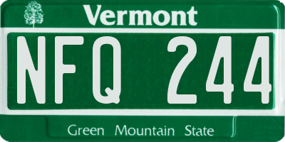 VT license plate NFQ244