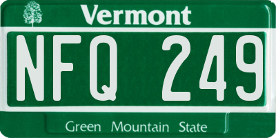VT license plate NFQ249