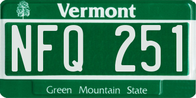 VT license plate NFQ251