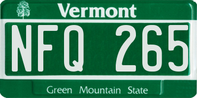 VT license plate NFQ265