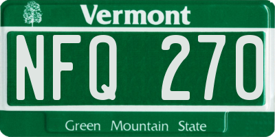 VT license plate NFQ270