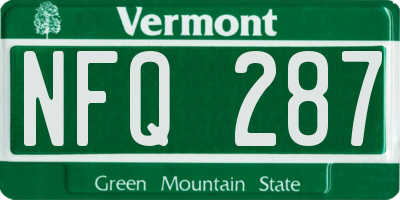 VT license plate NFQ287
