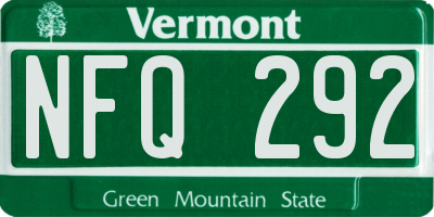 VT license plate NFQ292