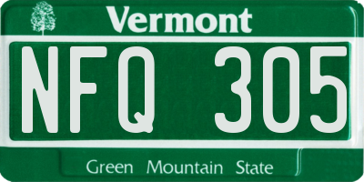 VT license plate NFQ305
