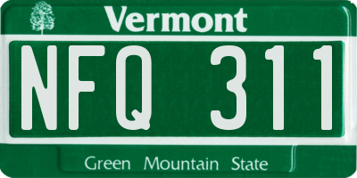 VT license plate NFQ311