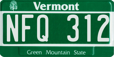 VT license plate NFQ312