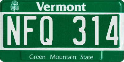 VT license plate NFQ314