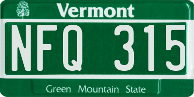 VT license plate NFQ315