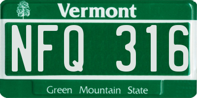 VT license plate NFQ316