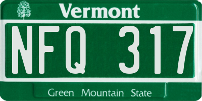 VT license plate NFQ317