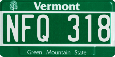 VT license plate NFQ318