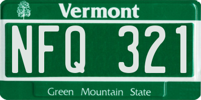 VT license plate NFQ321
