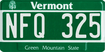 VT license plate NFQ325
