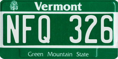VT license plate NFQ326