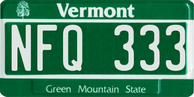 VT license plate NFQ333