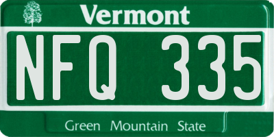 VT license plate NFQ335