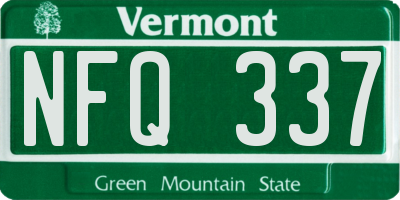 VT license plate NFQ337