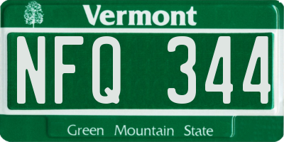 VT license plate NFQ344