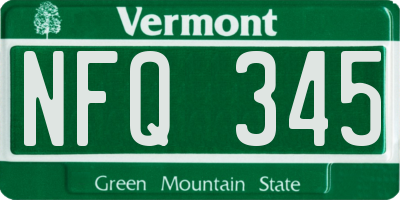 VT license plate NFQ345