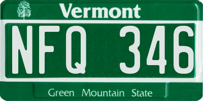 VT license plate NFQ346