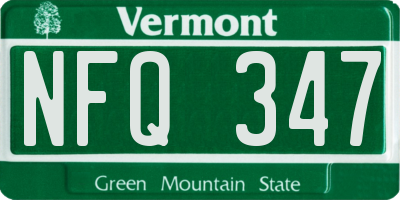 VT license plate NFQ347