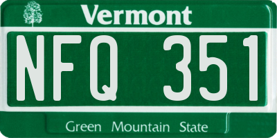 VT license plate NFQ351