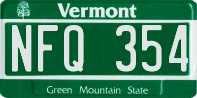 VT license plate NFQ354