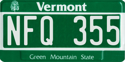 VT license plate NFQ355