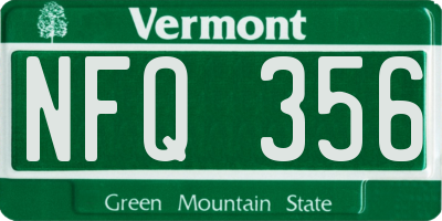VT license plate NFQ356