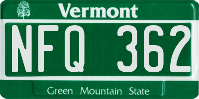 VT license plate NFQ362