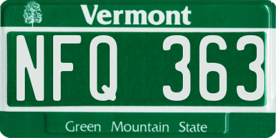 VT license plate NFQ363