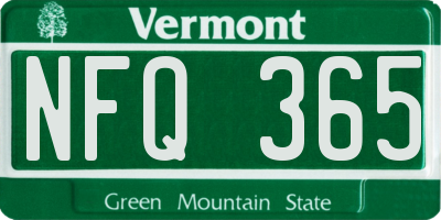 VT license plate NFQ365