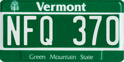 VT license plate NFQ370