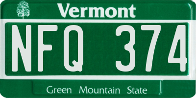 VT license plate NFQ374