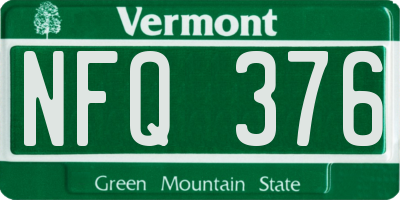 VT license plate NFQ376