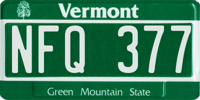VT license plate NFQ377