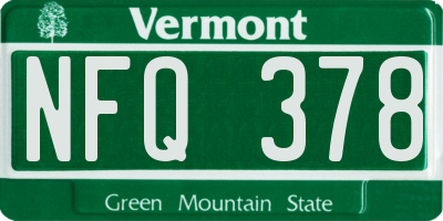 VT license plate NFQ378