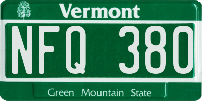 VT license plate NFQ380