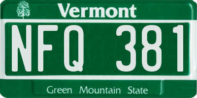 VT license plate NFQ381