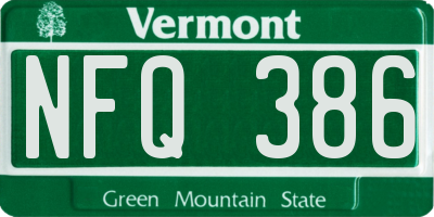 VT license plate NFQ386