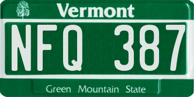 VT license plate NFQ387